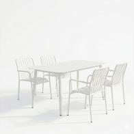 Τραπεζαρία Heven Vista pakoworld σετ 5τεμ λευκό αλουμίνιο 150x80x72εκ