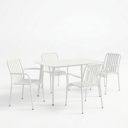 Τραπεζαρία Heven Vista pakoworld σετ 5τεμ λευκό αλουμίνιο 120x70x72εκ