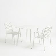 Τραπεζαρία Heven Vista pakoworld σετ 3τεμ λευκό αλουμίνιο 80x80x72εκ