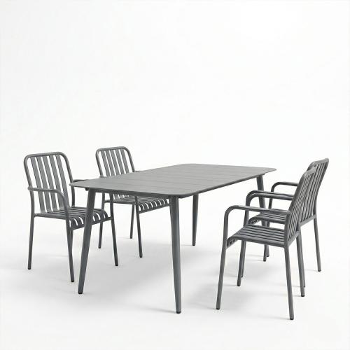 Τραπεζαρία Heven Vista pakoworld σετ 5τεμ ανθρακί αλουμίνιο 150x80x72εκ