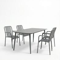 Τραπεζαρία Heven Vista pakoworld σετ 5τεμ ανθρακί αλουμίνιο 150x80x72εκ