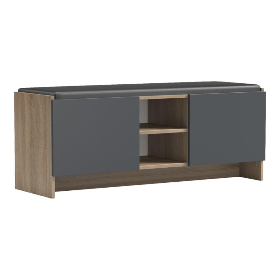 Έπιπλο εισόδου σκαμπό-παπουτσοθήκη Zulla pakoworld 10 ζεύγων sonoma- ανθρακί 110x37x43εκ