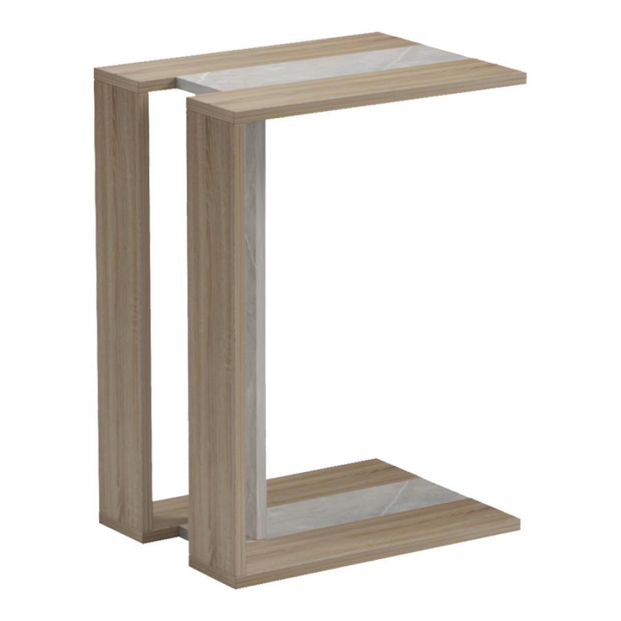 Βοηθητικό τραπέζι Muju pakoworld sonoma- μπεζ οψη μαρμάρου  30x40x55εκ