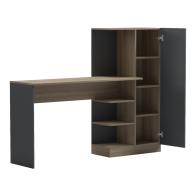 Γραφείο με βιβλιοθήκη και ντουλάπι Ofisio pakoworld sonoma-ανθρακί 152.3x40x120εκ