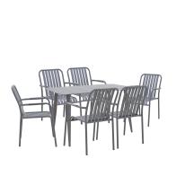 Τραπεζαρία Heven Vista pakoworld σετ 7τεμ ανθρακί αλουμίνιο 120x70x72εκ