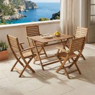 Τραπεζαρία Gorbo-Jaybo pakoworld σετ 5τεμ πτυσσόμενο φυσικό μασίφ ξύλο ακακίας 100x65x72εκ