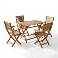 Τραπεζαρία Gorbo-Jaybo pakoworld σετ 5τεμ πτυσσόμενο φυσικό μασίφ ξύλο ακακίας 100x65x72εκ