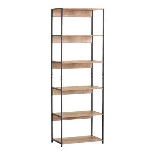 Βιβλιοθήκη Kaliano pakoworld oak-μαύρο μέταλλο 59.5x35x176.5εκ