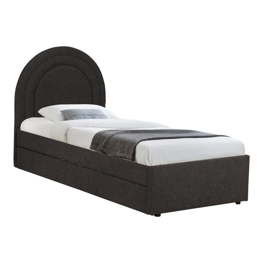 Κρεβάτι Arcuate pakoworld μπουκλέ υφασμα ανθρακί με συρόμενο 90x200εκ