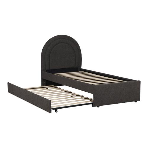 Κρεβάτι Arcuate pakoworld μπουκλέ υφασμα ανθρακί με συρόμενο 90x200εκ