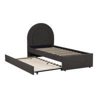 Κρεβάτι Arcuate pakoworld μπουκλέ υφασμα ανθρακί με συρόμενο 90x200εκ