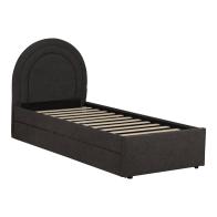 Κρεβάτι Arcuate pakoworld μπουκλέ υφασμα ανθρακί με συρόμενο 90x200εκ