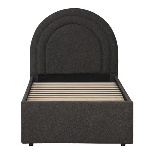 Κρεβάτι Arcuate pakoworld μπουκλέ υφασμα ανθρακί με συρόμενο 90x200εκ