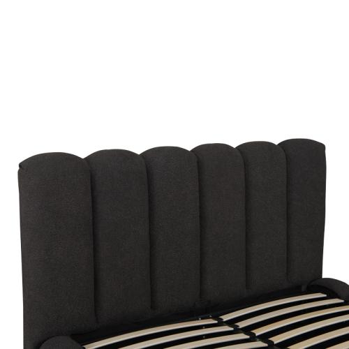 Κρεβάτι Nuvem pakoworld μπουκλέ υφασμα ανθρακί με αποθηκευτικό χώρο 160x200εκ