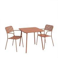 Τραπεζαρία Moraja Federal pakoworld σετ 3τεμ terracotta μέταλλο 70x70x73εκ