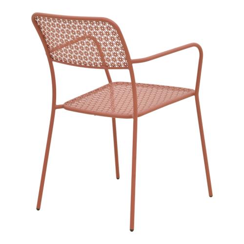 Τραπεζαρία Moraja Federal pakoworld σετ 3τεμ terracotta μέταλλο 70x70x73εκ