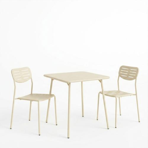 Τραπεζαρία Moraja Deraby I pakoworld σετ 3τεμ κρεμ μέταλλο 70x70x73εκ