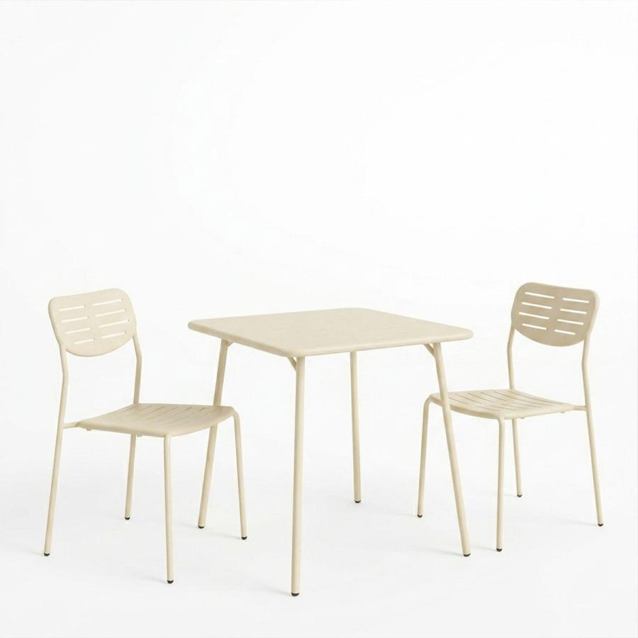 Τραπεζαρία Moraja Deraby I pakoworld σετ 3τεμ κρεμ μέταλλο 70x70x73εκ