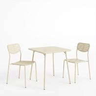 Τραπεζαρία Moraja Deraby I pakoworld σετ 3τεμ κρεμ μέταλλο 70x70x73εκ