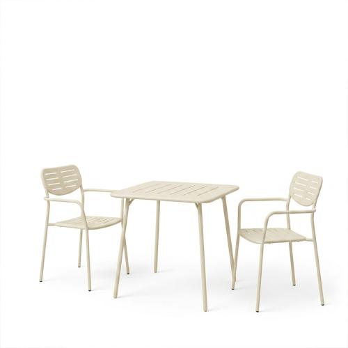 Τραπεζαρία Moraja Deraby pakoworld σετ 3τεμ κρεμ μέταλλο 70x70x73εκ