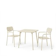 Τραπεζαρία Moraja Deraby pakoworld σετ 3τεμ κρεμ μέταλλο 70x70x73εκ