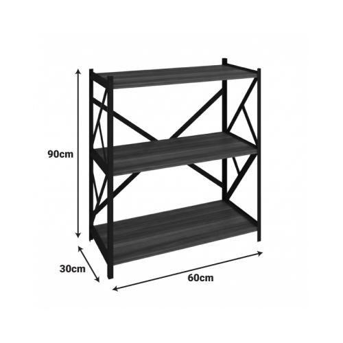 Ραφιέρα επιδαπέδια Althea pakoworld λευκό μαρμάρου με μαύρο μέταλλο 60x30x90εκ