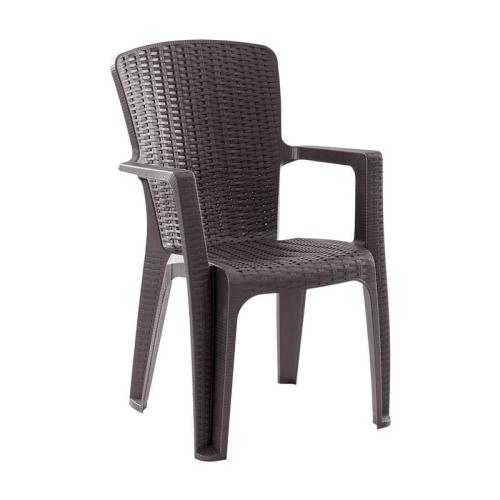 SIDE Πολυθρόνα Κήπου-Βεράντας Στοιβαζόμενη, (Rattan Look) PP-UV Απόχρωση Καφέ