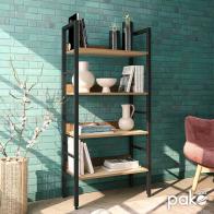 Βιβλιοθήκη Ramon pakoworld φυσικό-μαύρο 60x28x125,5εκ