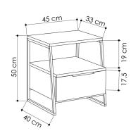 Κομοδίνο Johana pakoworld μαύρο-εκρού 45x40x50εκ