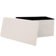 Σκαμπό-μπαούλο Forward pakoworld ύφασμα μπουκλέ ivory 76.5x38x37.5εκ