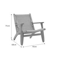 Πολυθρόνα Chiara pakoworld ξύλο οξιάς φυσικό-έδρα φυσικό σχοινί 70x68x75εκ