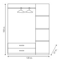 Ντουλάπα ρούχων τρίφυλλη OLYMPUS pakoworld χρώμα wenge 120x57x183εκ
