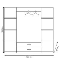 Ντουλάπα ρούχων τετράφυλλη OLYMPUS pakoworld χρώμα wenge 159x57x183εκ