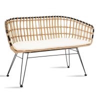 Καναπές 2θέσιος Naoki pakoworld μέταλλο μαύρο-pe φυσικό 120x55x79εκ