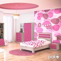 Κρεβάτι παιδικό Looney pakoworld σε χρώμα castillo-ροζ 100x200εκ