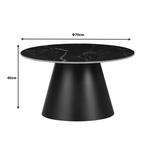 Βοηθητικά τραπέζια Fabrin Inart μαύρο μαρμάρου sintered stone-μαύρο μέταλλο